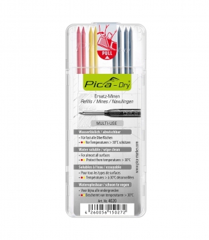 4020_Pica DRY &quot;MULTI USE&quot; Refill Leads Mix - Graphite 2B, Red, Yellow